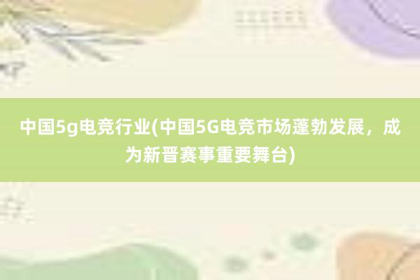 中国5g电竞行业(中国5G电竞市场蓬勃发展，成为新晋赛事重要舞台)